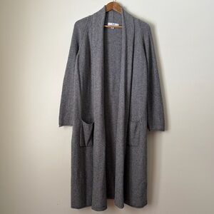 Magaschoni Heather Gray Ribbed Long Shawl Cardigan